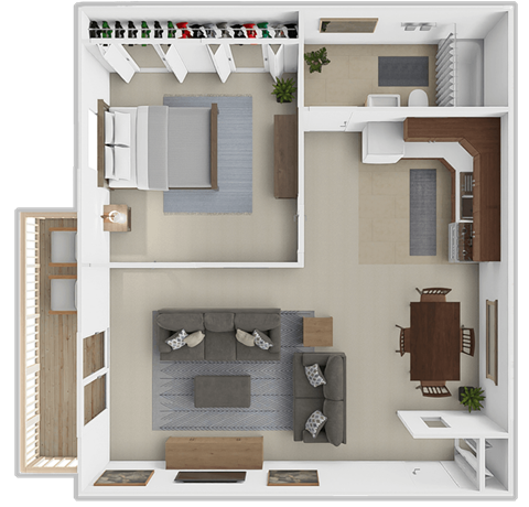 a floor plan of a house with a bedroom and a living room